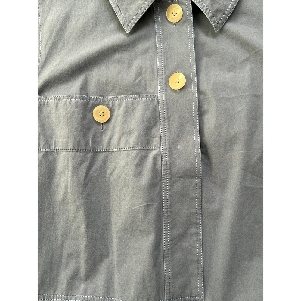 Lafayette 148 New York Blue Gray Cotton Stretch Sleeveless Shirt Dress XL - Picture 5 of 7